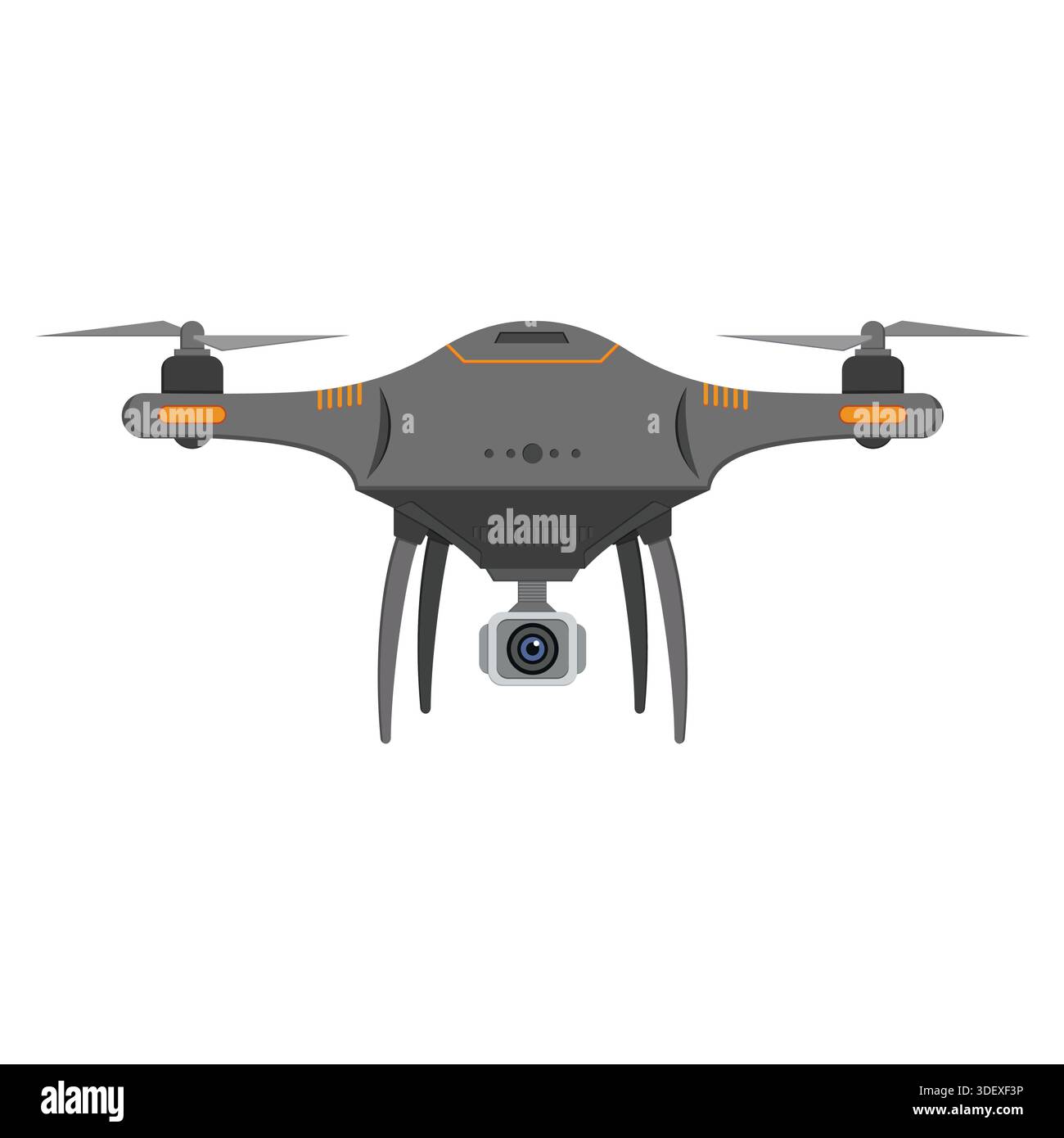 Drone with action camera in flat style on white background Stock Vector
