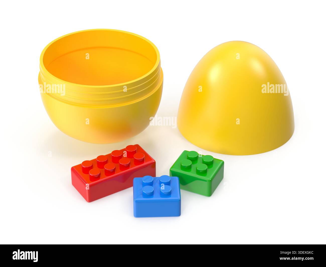 Toy egg with building blocks, educational fun for children Stock Photo