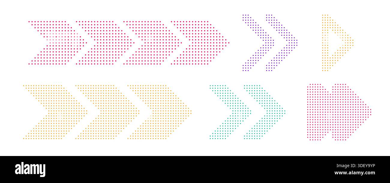 Arrow pixel art, pixel cursor arrow set Stock Vector