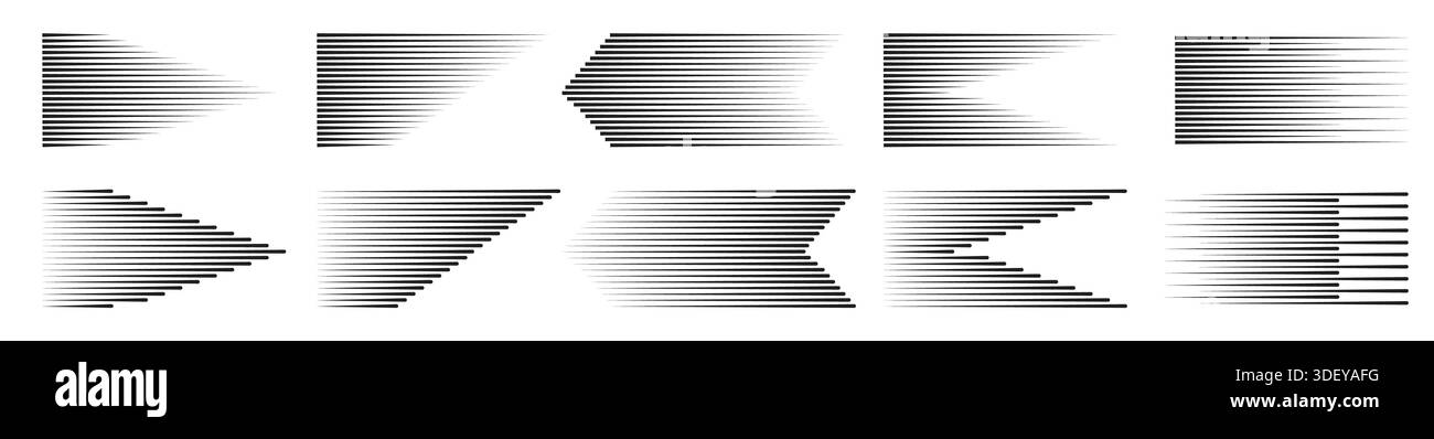 Speed lines collection. Set of motion effects Stock Vector