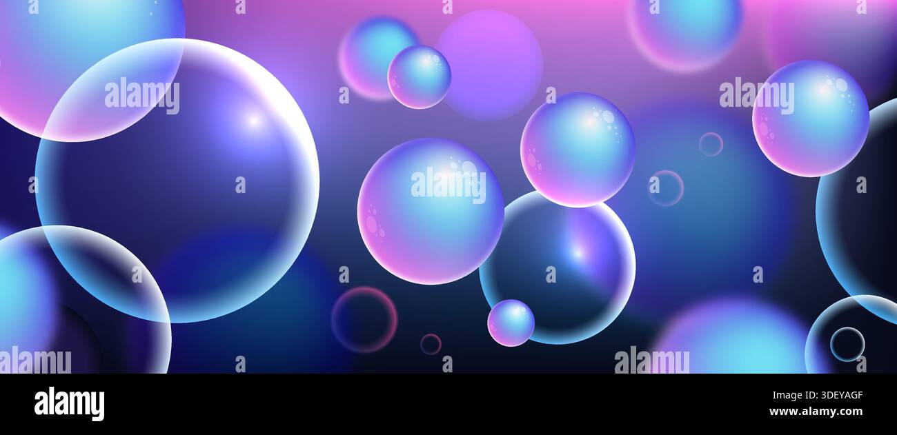 Abstract liquid fluid balls background. Iridescent 3D sphere Stock Vector