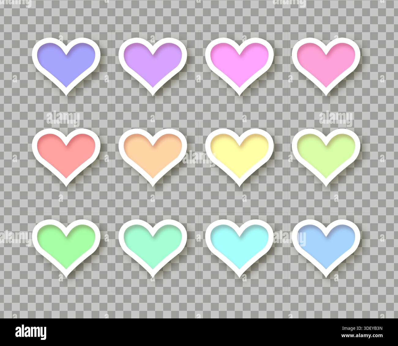 Colorful heart shapes buttons collection Stock Vector