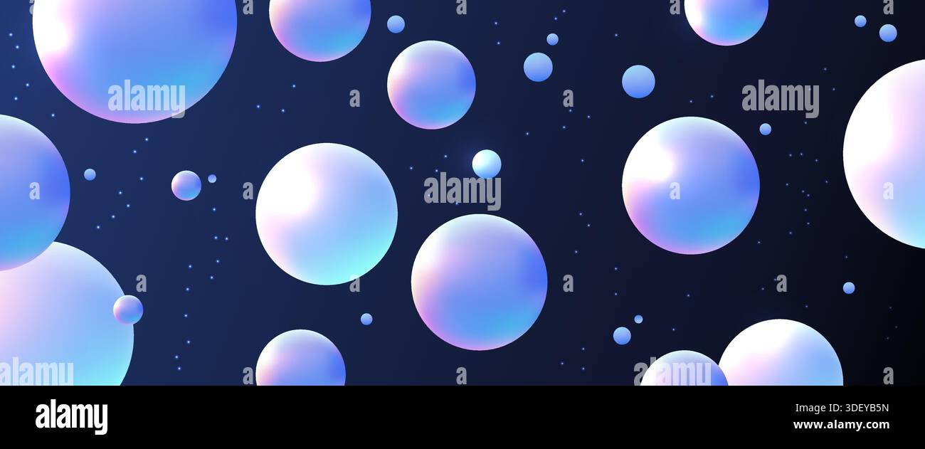 Abstract liquid fluid balls background. Iridescent 3D sphere Stock Vector
