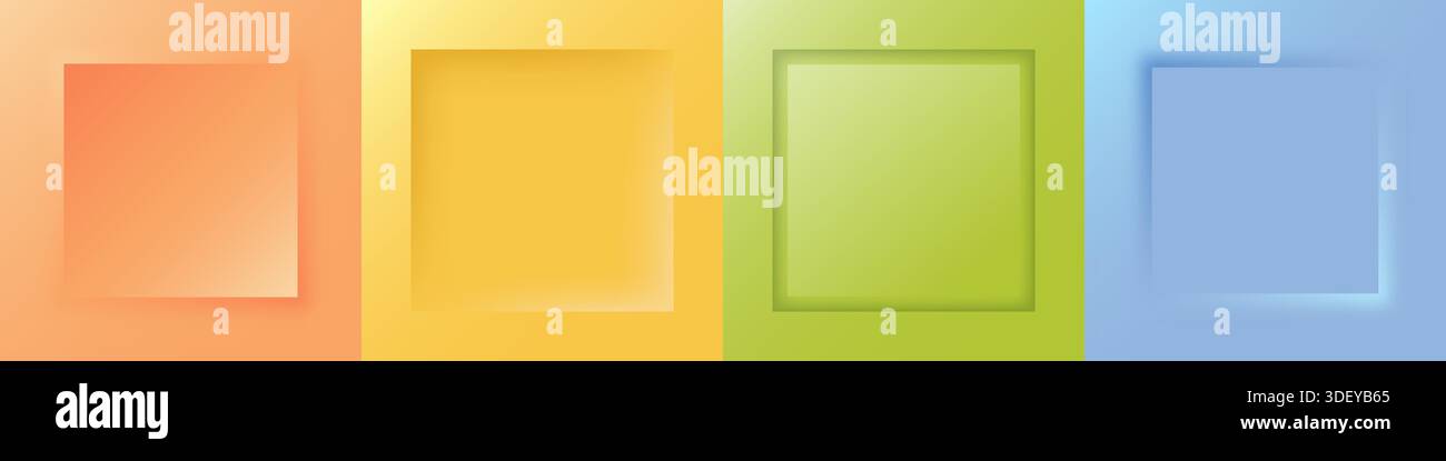 Trendy color square 3d background set. Modern minimal frame Stock Vector