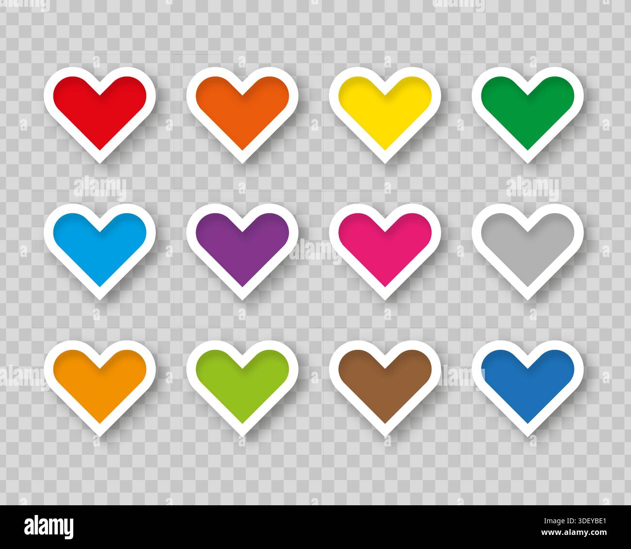 Colorful heart shapes buttons collection Stock Vector