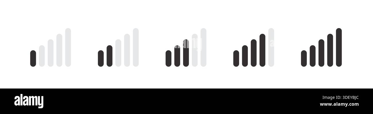 Signal strength indicator. Mobile phone bar status Stock Vector