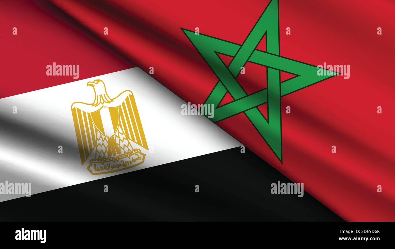 High Quality background with Two Flags of Morocco and Egypt Stock Vector