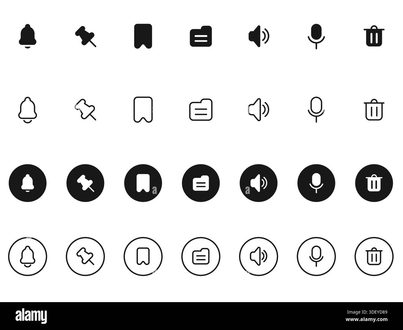 Set of Linear Icons with Editable Stroke Isolated on White Background ...