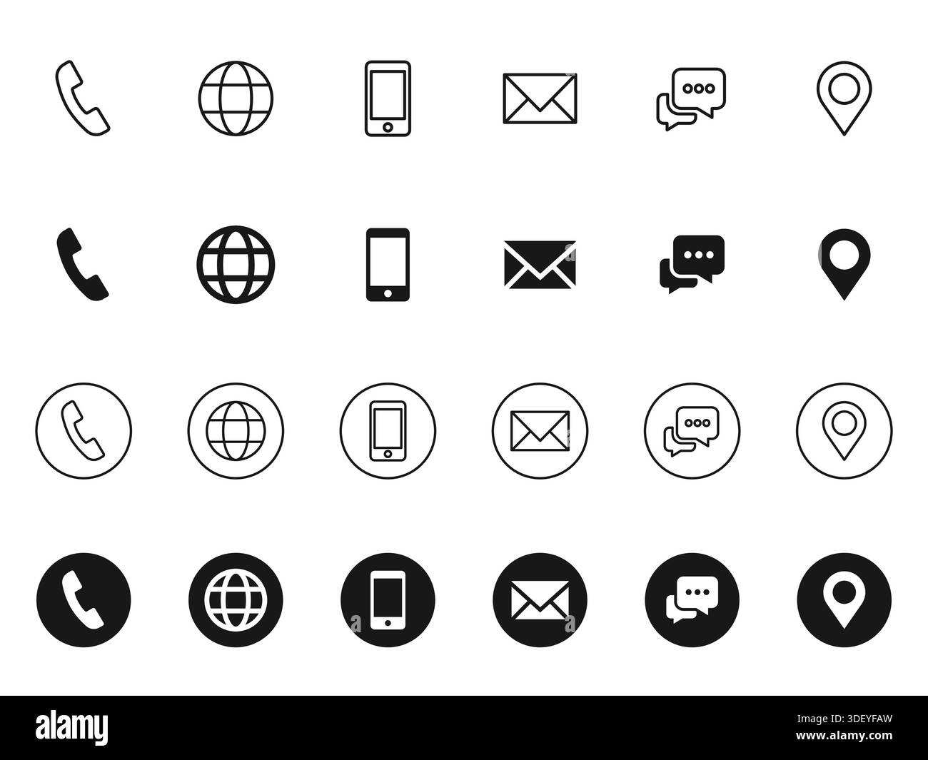 Set of Linear Icons with Editable Stroke Isolated on White Background ...