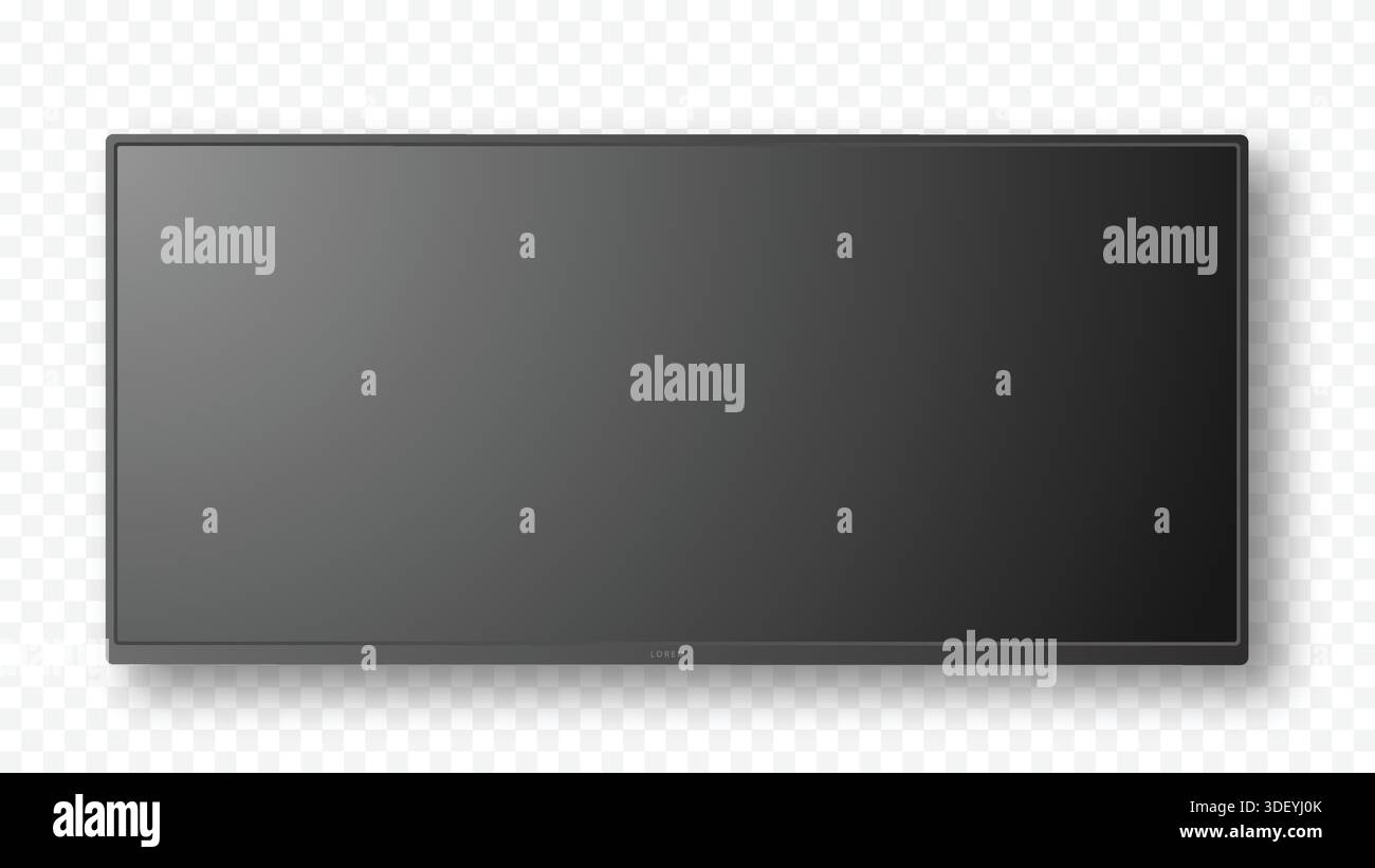 3D Empty Screen Monitor with Shadow Effect Isolated on White Background ...