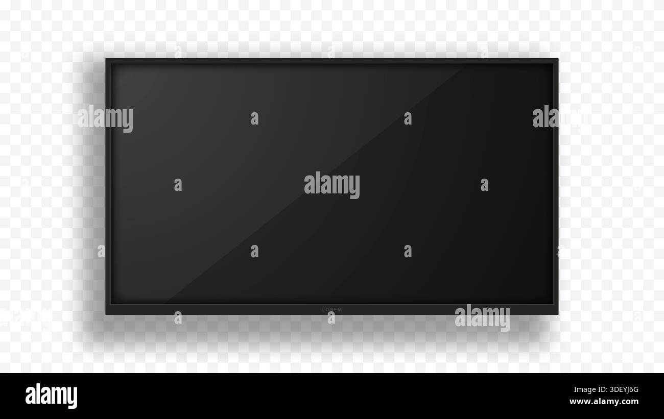 3D Empty Screen Monitor with Shadow Effect Isolated on White Background ...