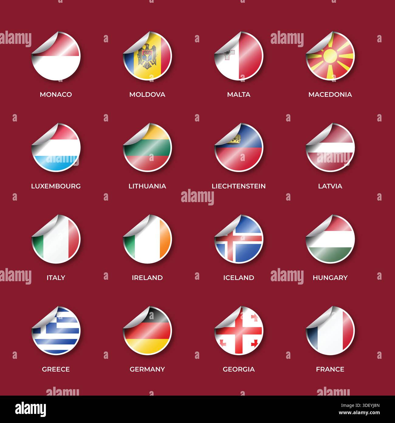 Set of National Flags with Stickers Shapes Stock Vector Image & Art - Alamy