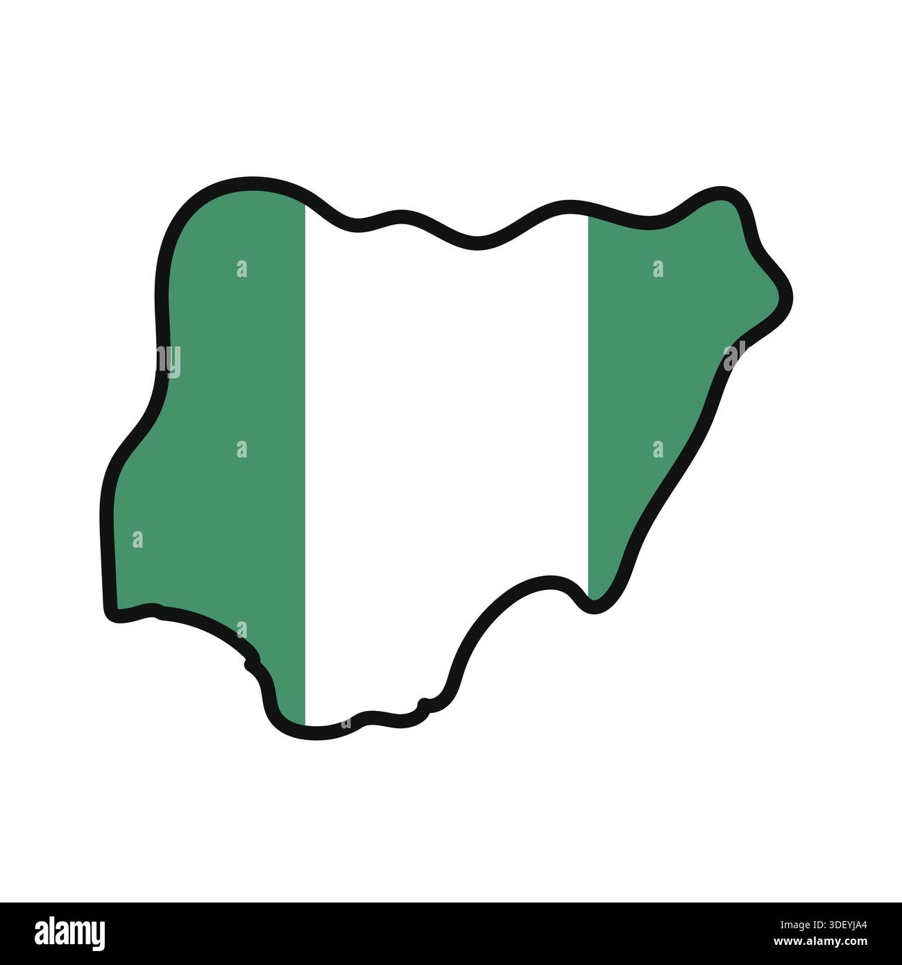 Nigeria Map with flag in body Stock Vector