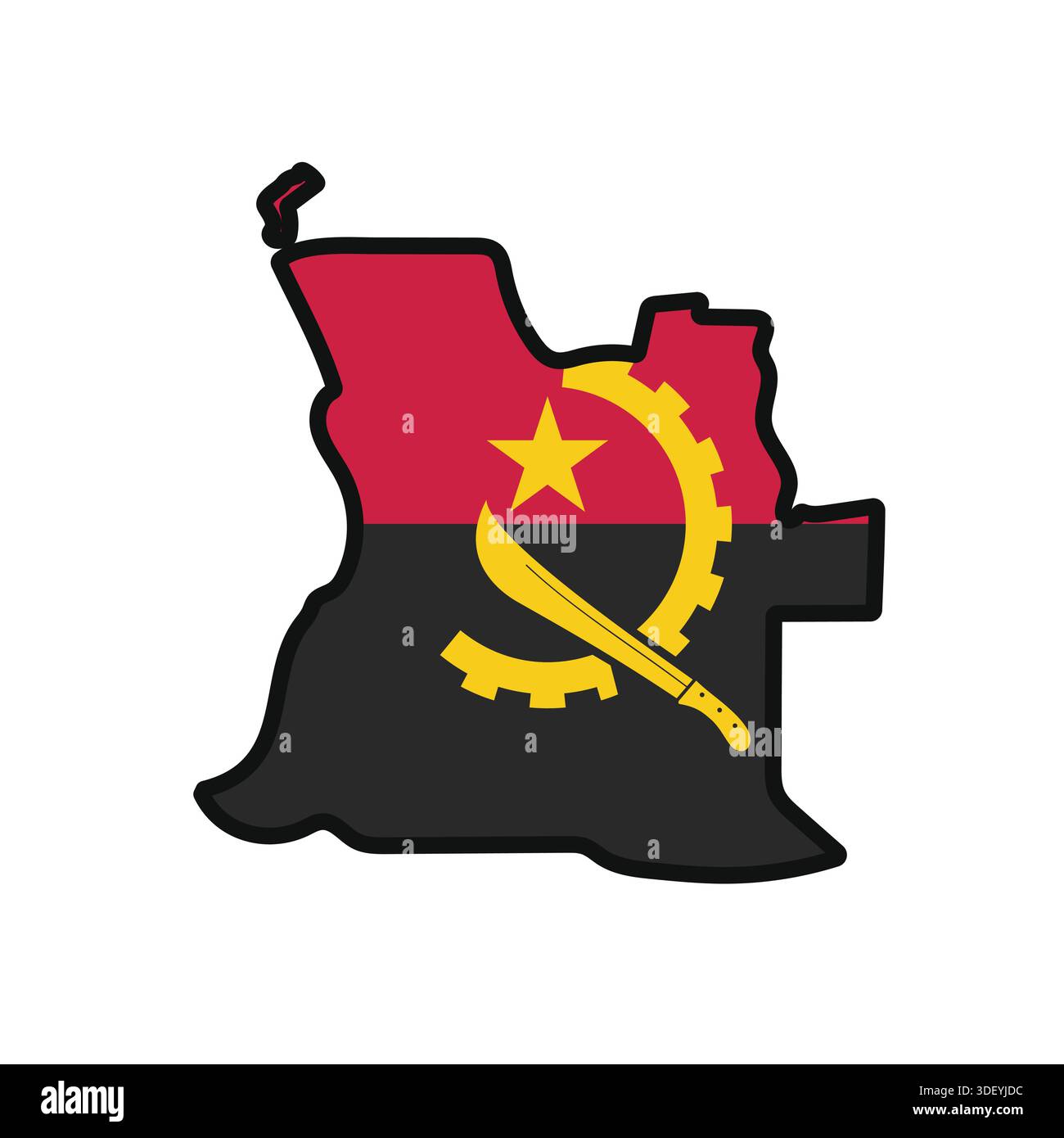 ANGOLA Map with flag in body Stock Vector