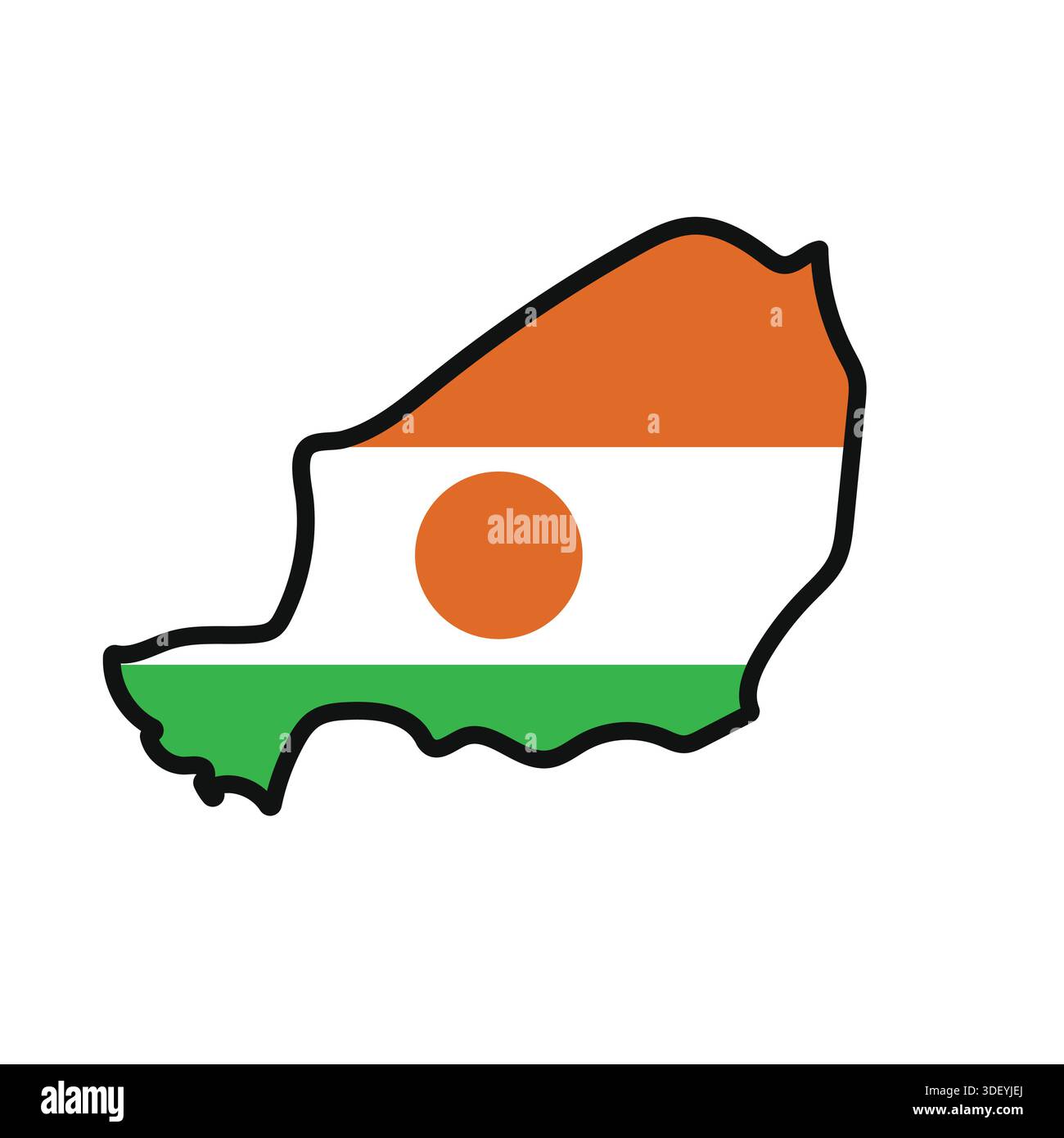 NIGER Map with flag in body Stock Vector