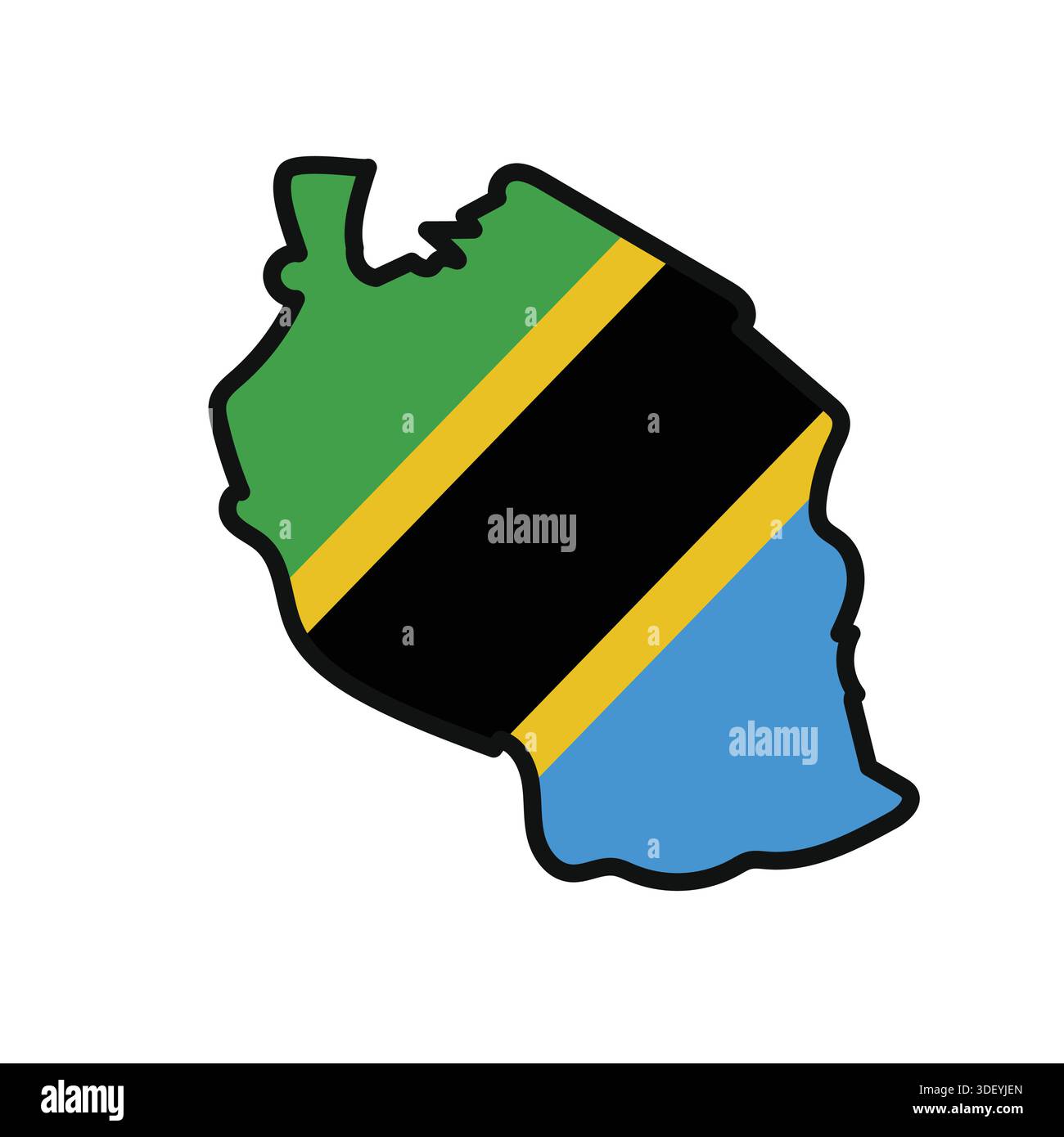 TANZANIA Map with flag in body Stock Vector