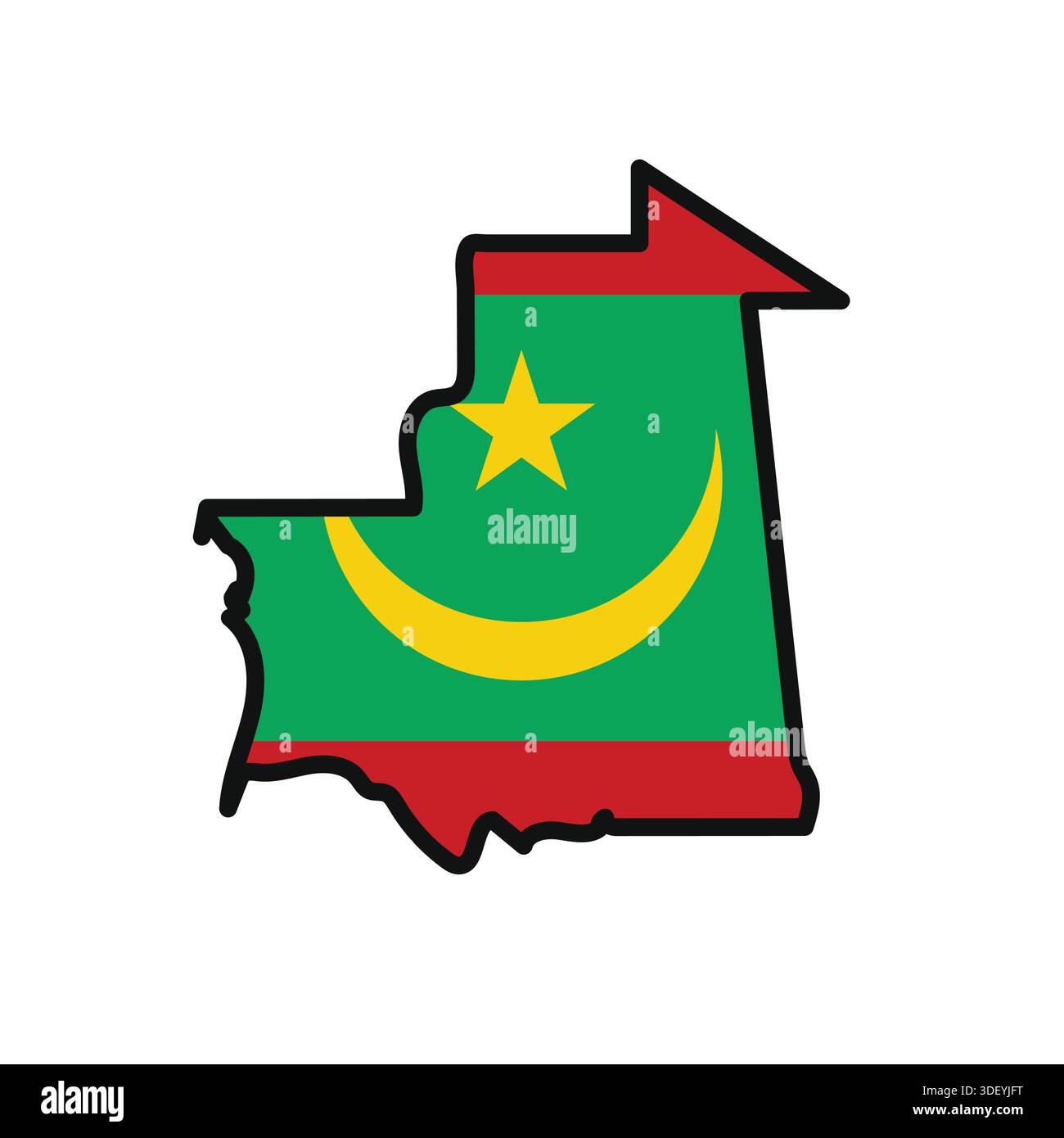 MAURITANIA Map with flag in body Stock Vector