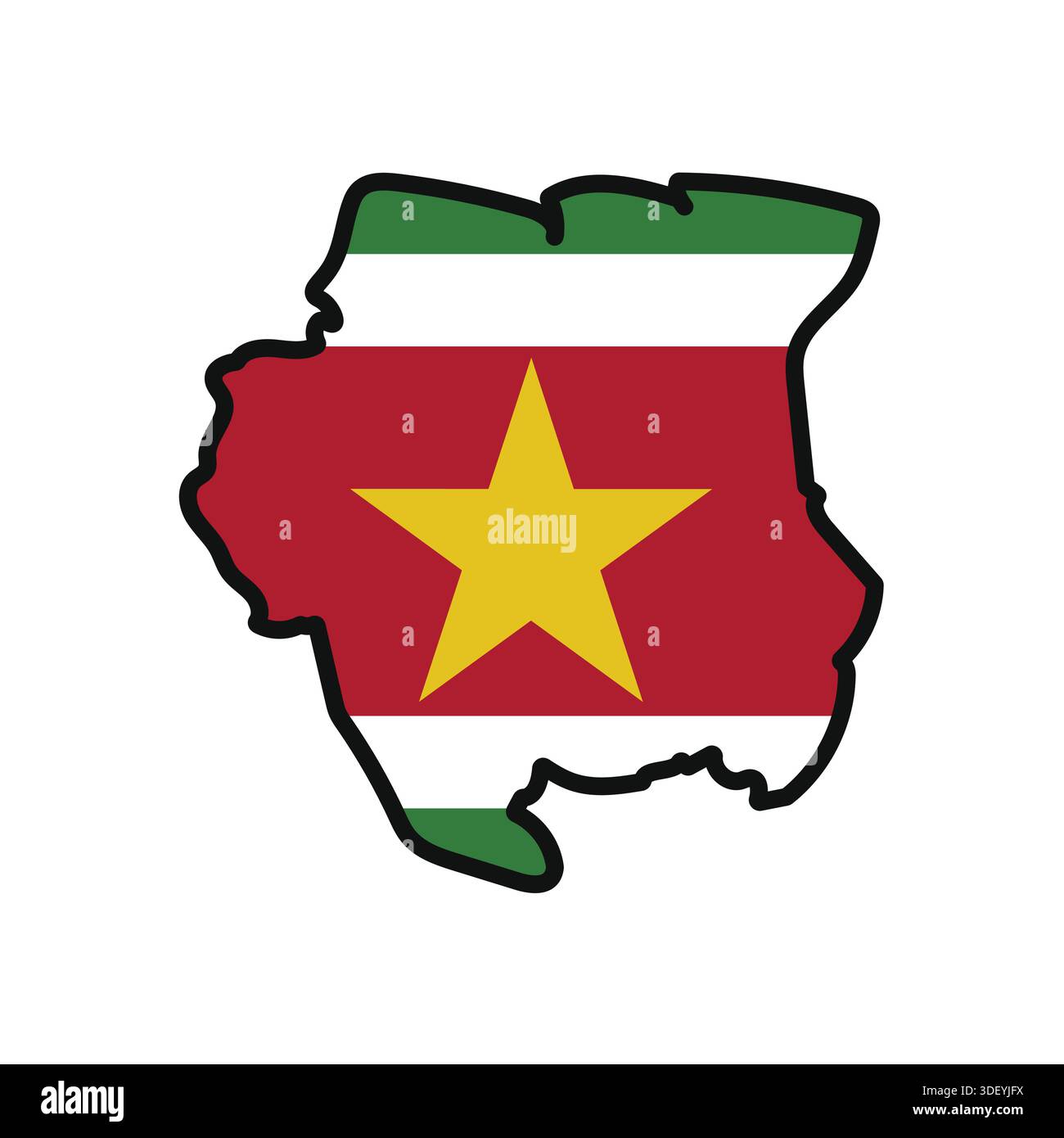SURINAME Map with flag in body Stock Vector