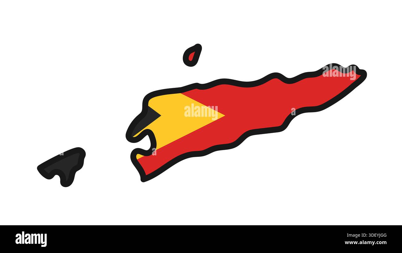 EAST TIMOR Map with flag in body Stock Vector