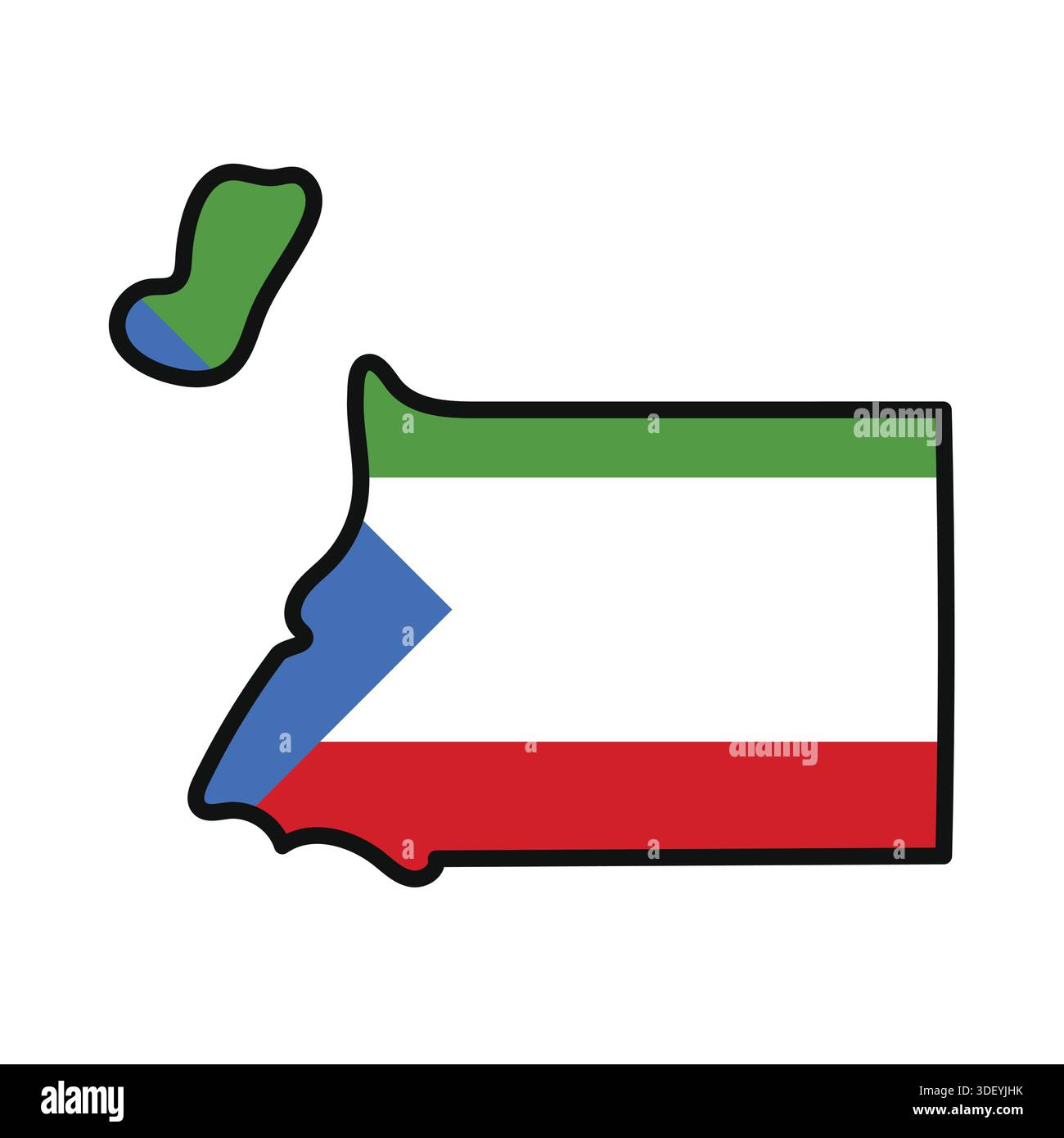 EQUATORIAL GUINEA Map with flag in body Stock Vector