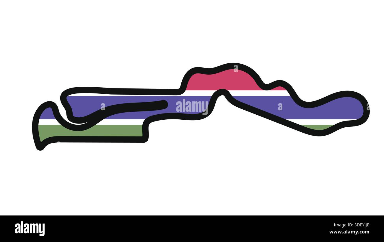 GAMBIA Map with flag in body Stock Vector