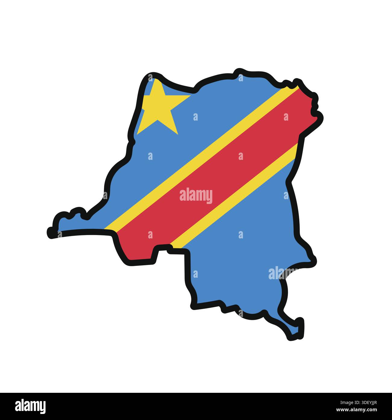 CONGO DEMOCRATIC REPUBLIC Map with flag in body Stock Vector Image ...
