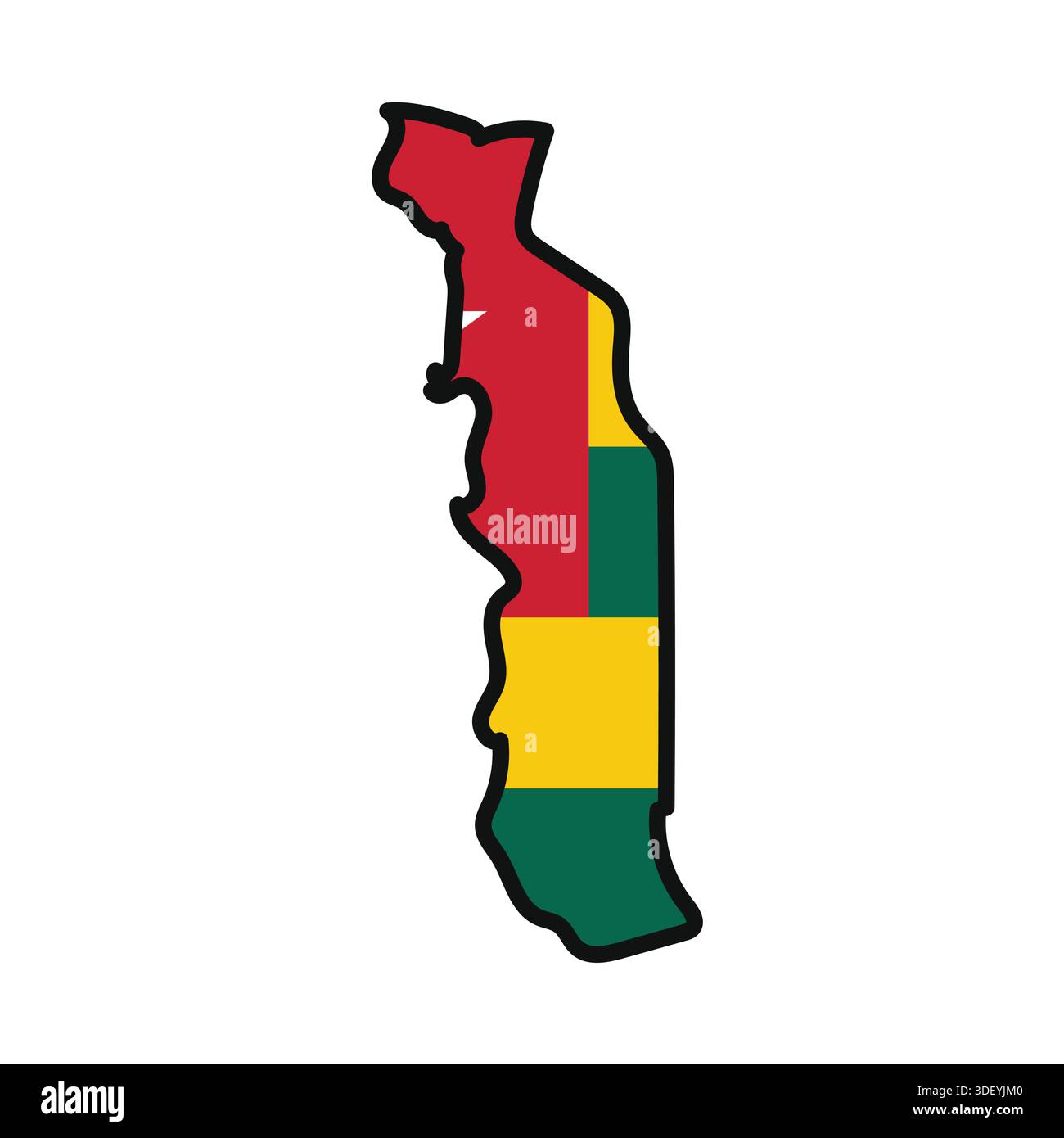 TOGO Map with flag in body Stock Vector