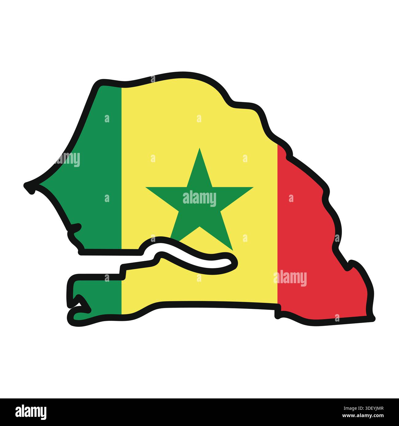 SENEGAL Map with flag in body Stock Vector