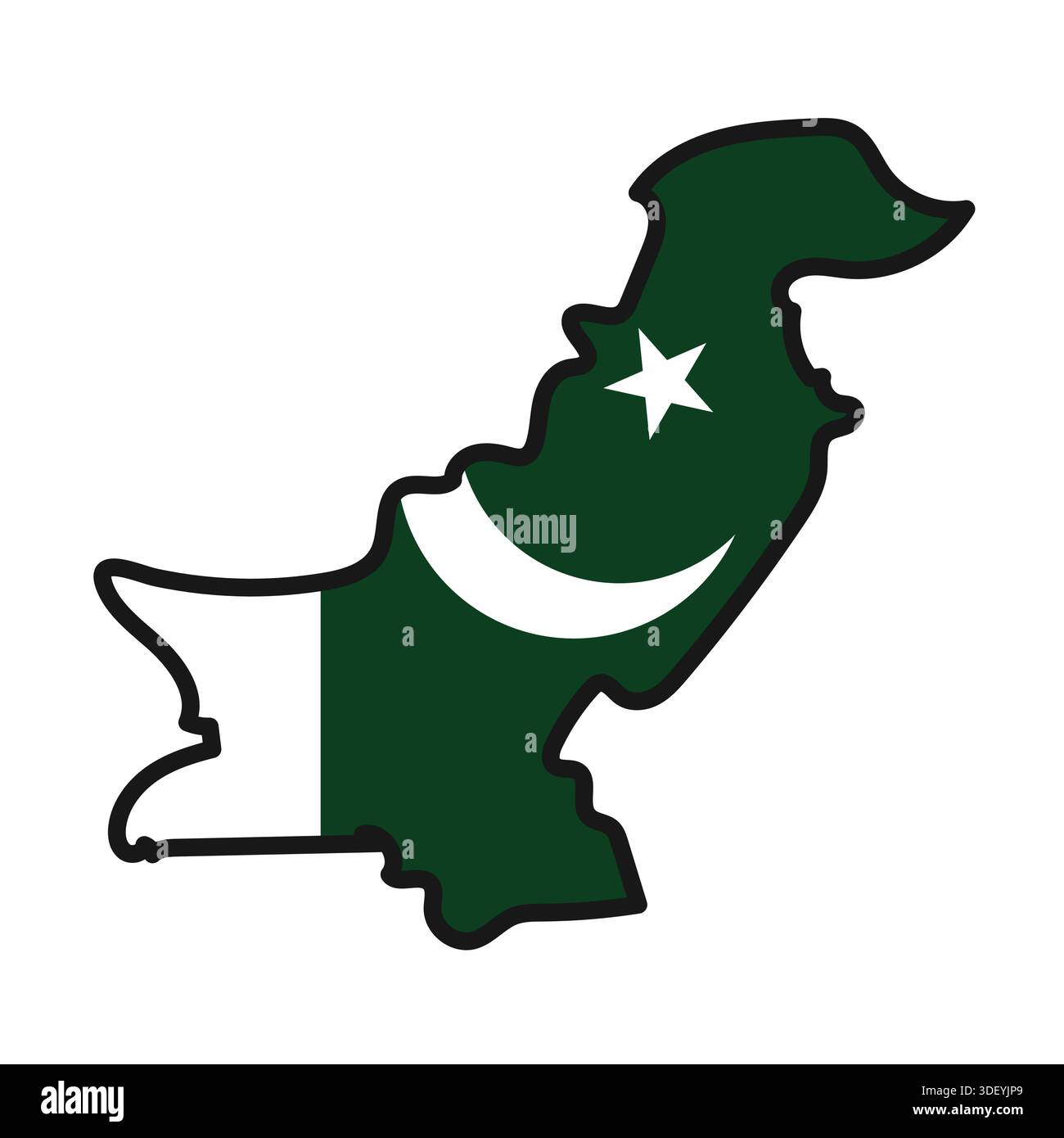 PAKISTAN Map with flag in body Stock Vector