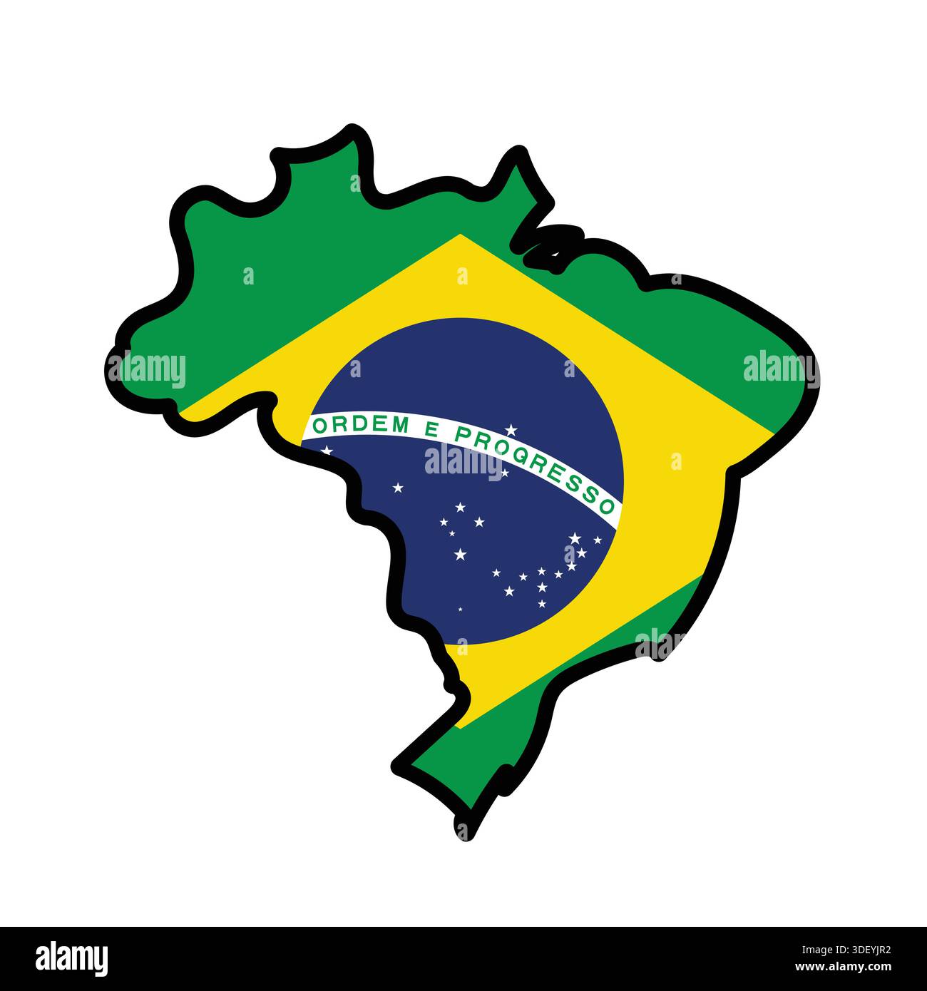 BRAZIL Map with flag in body Stock Vector