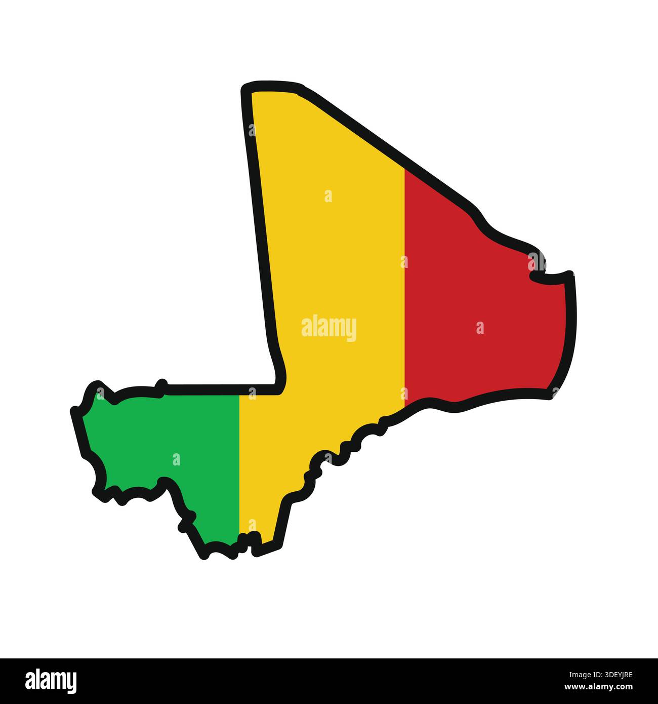 MALI Map with flag in body Stock Vector