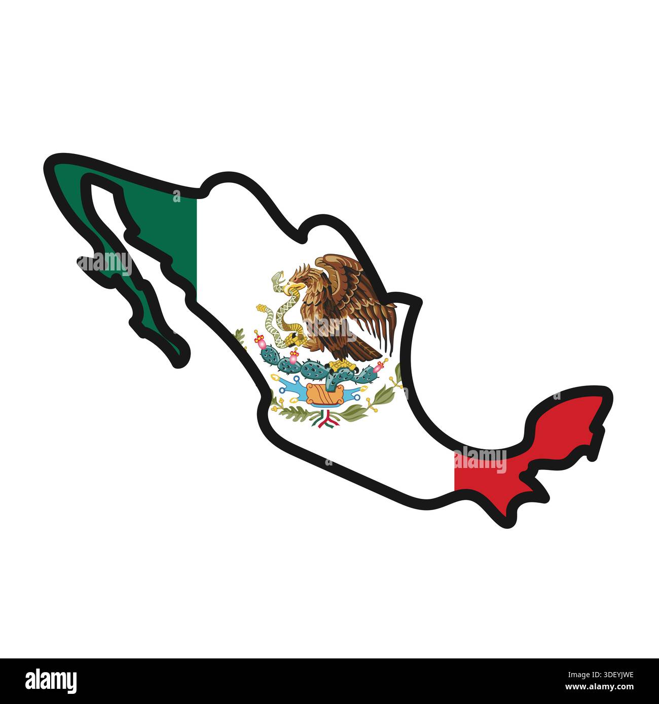 MEXICO Map with flag in body Stock Vector