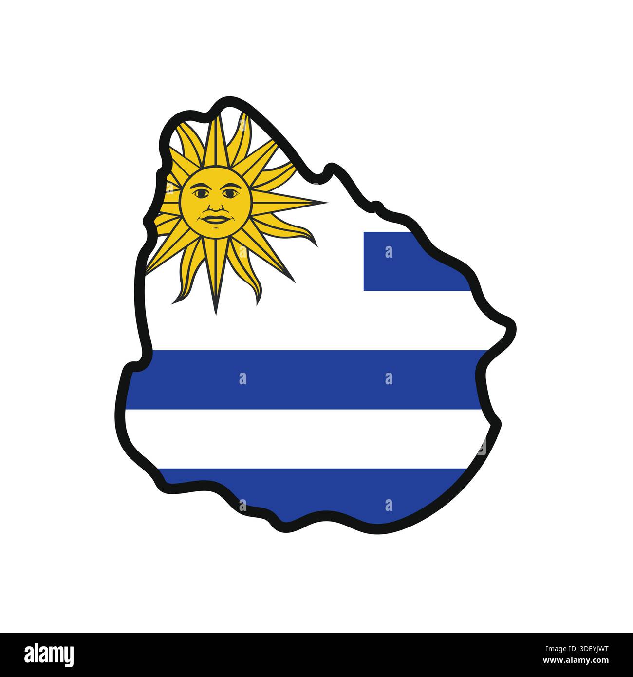 Uruguay Map with flag in body Stock Vector