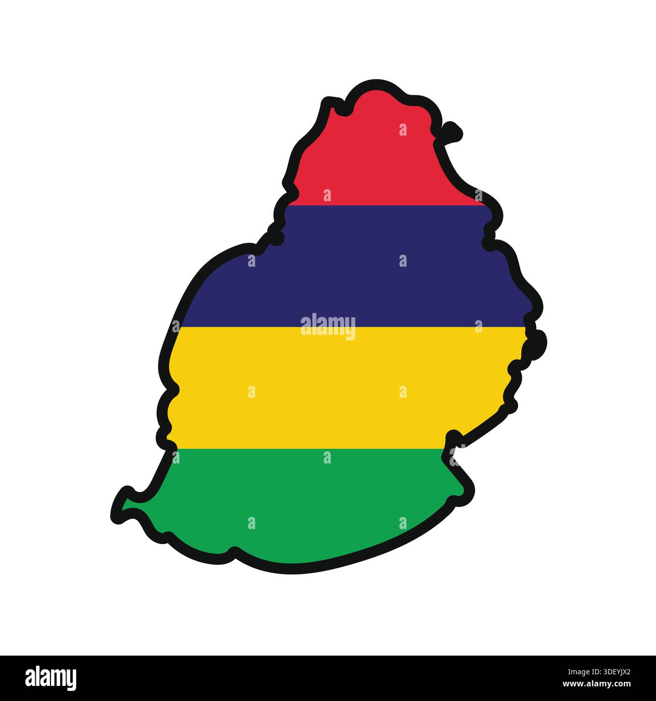 MAURITIUS Map with flag in body Stock Vector