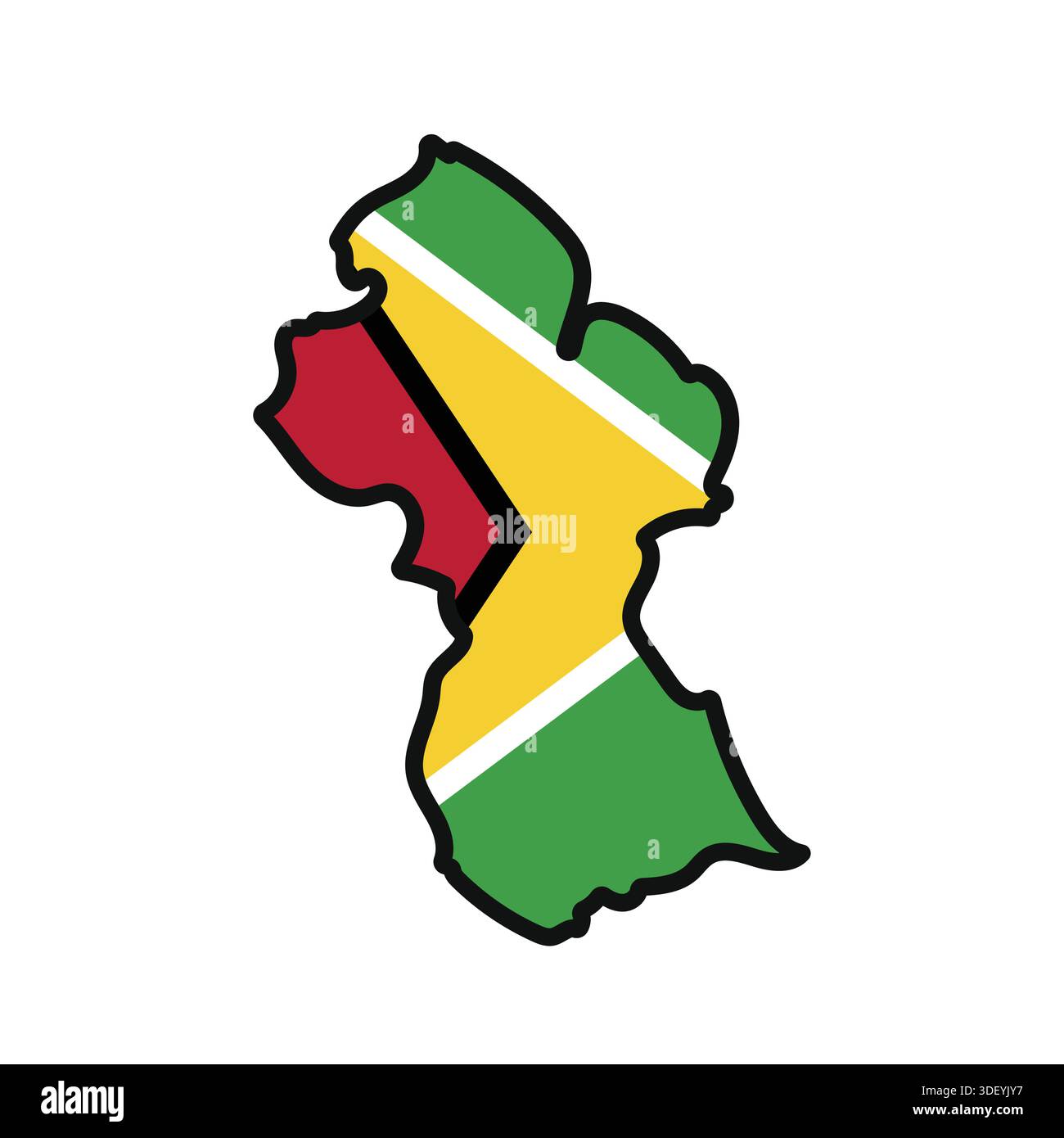 GUYANA Map with flag in body Stock Vector
