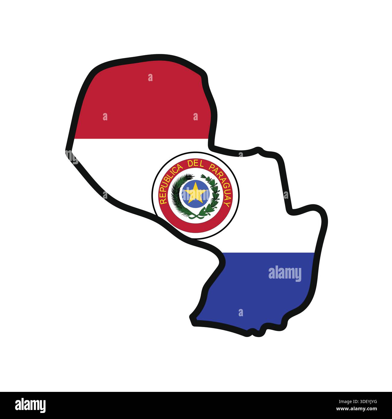 PARAGUAY Map with flag in body Stock Vector