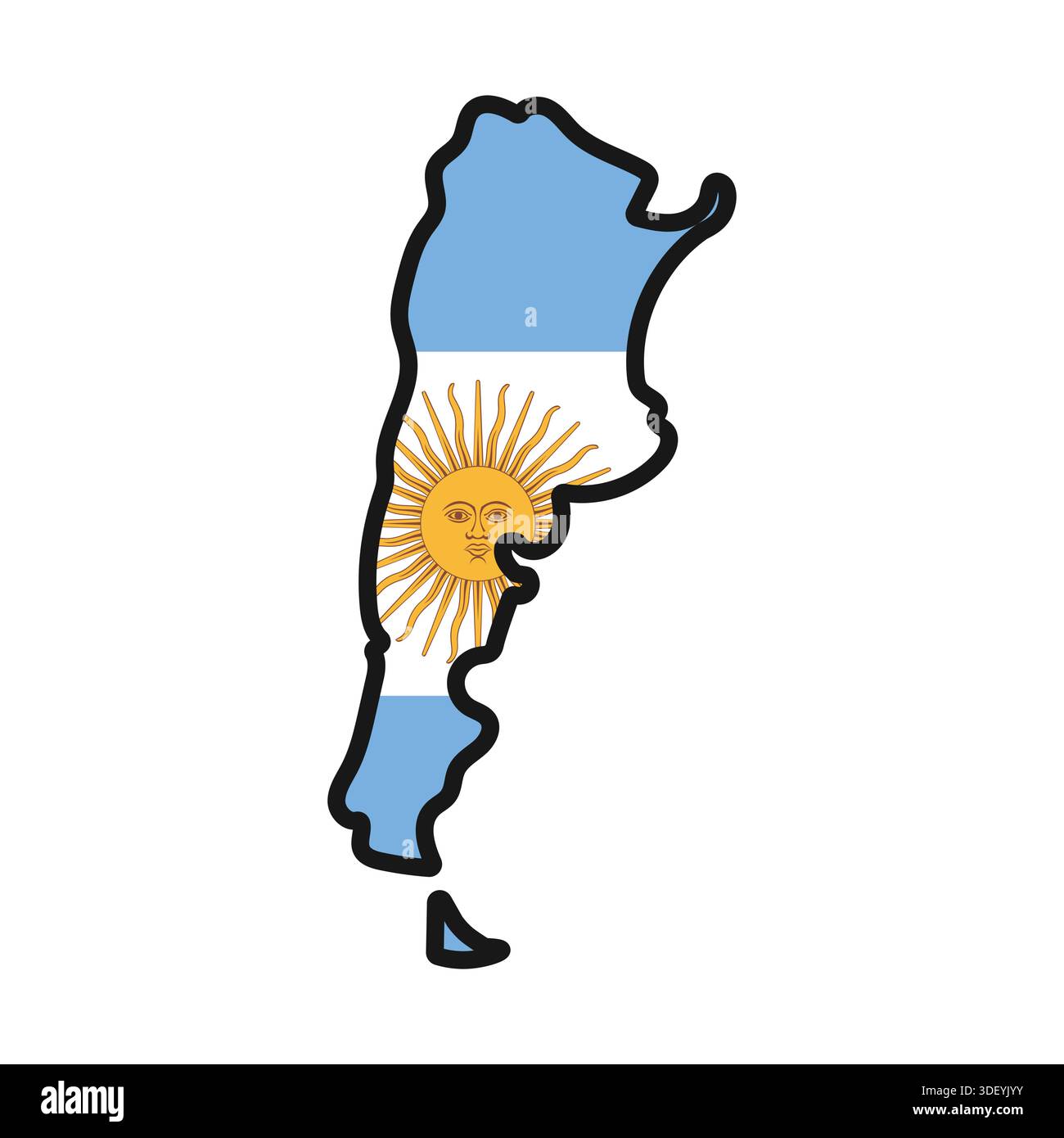 ARGENTINA Map with flag in body Stock Vector