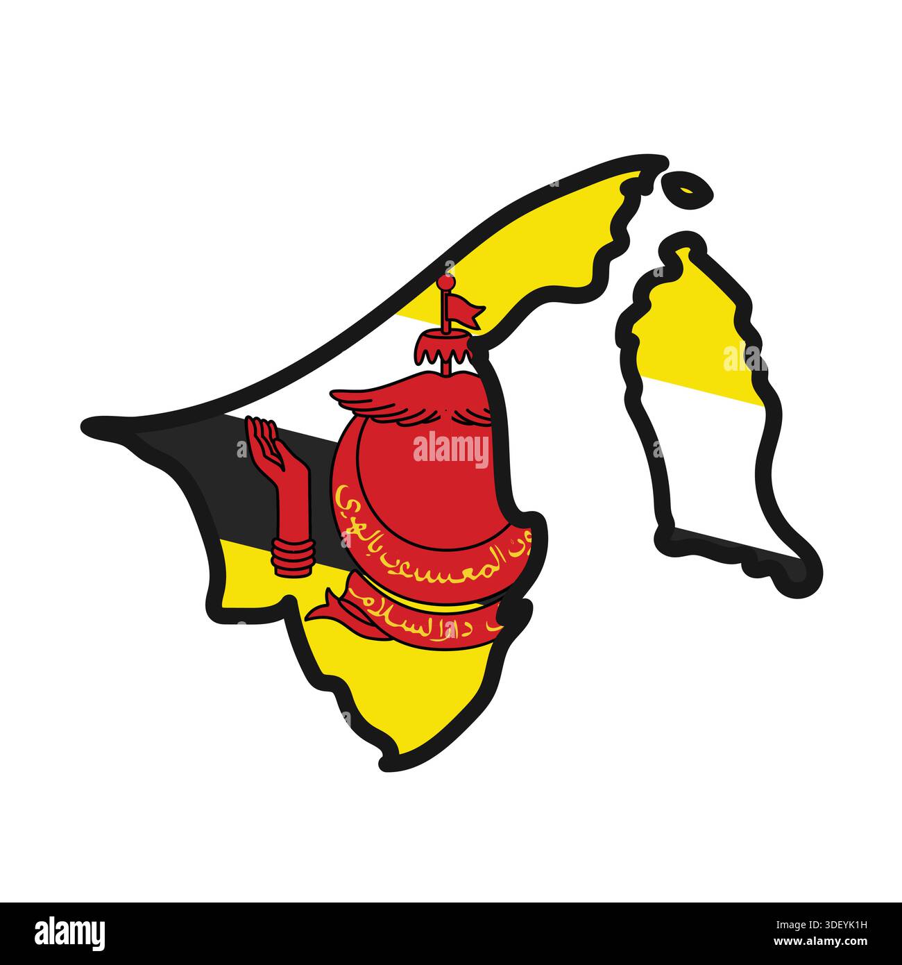 BRUNEI Map with flag in body Stock Vector