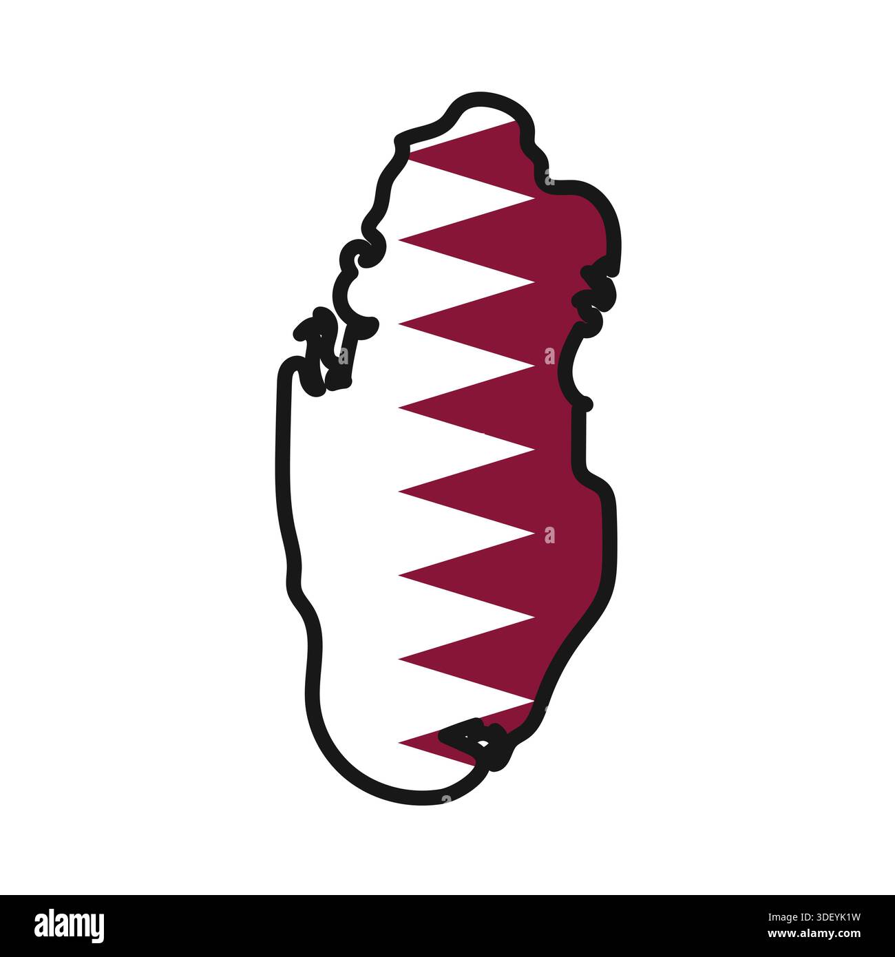 QATAR Map with flag in body Stock Vector