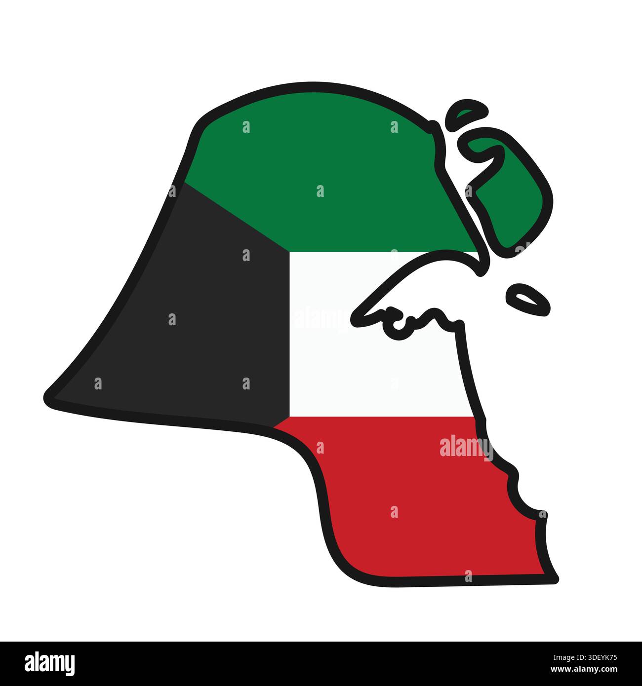 KUWAIT Map with flag in body Stock Vector
