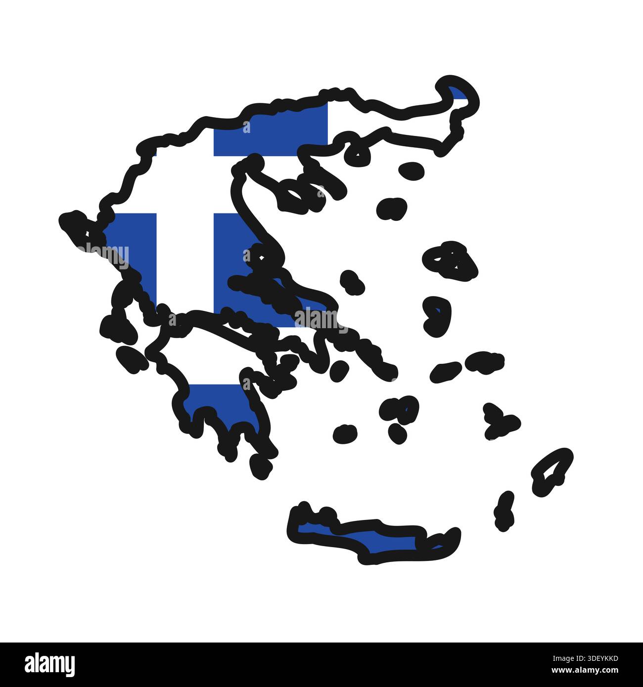 GREECE Map with flag in body Stock Vector