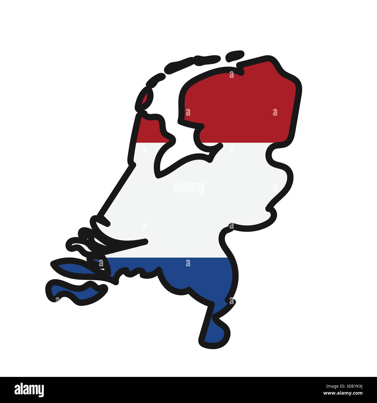 NETHERLANDS Map with flag in body Stock Vector