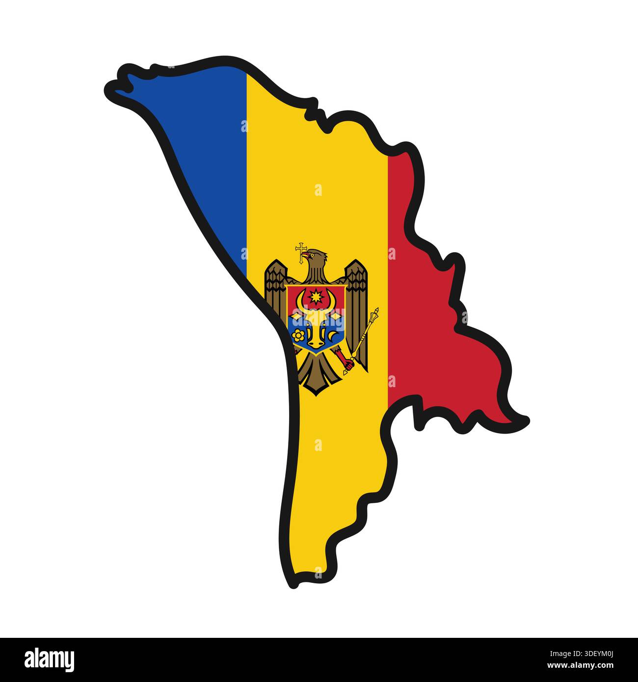 MOLDOVA Map with flag in body Stock Vector