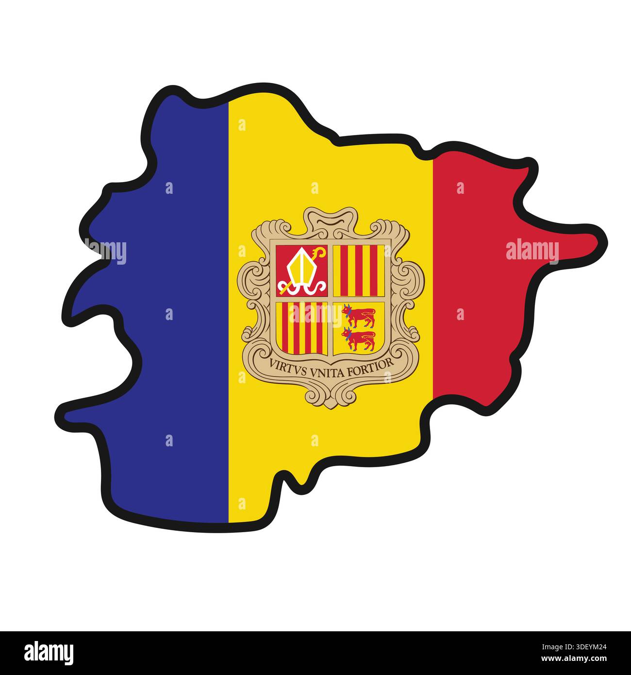 ANDORRA Map with flag in body Stock Vector