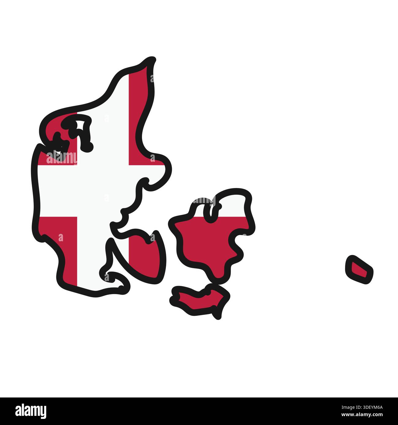 DENMARK Map with flag in body Stock Vector