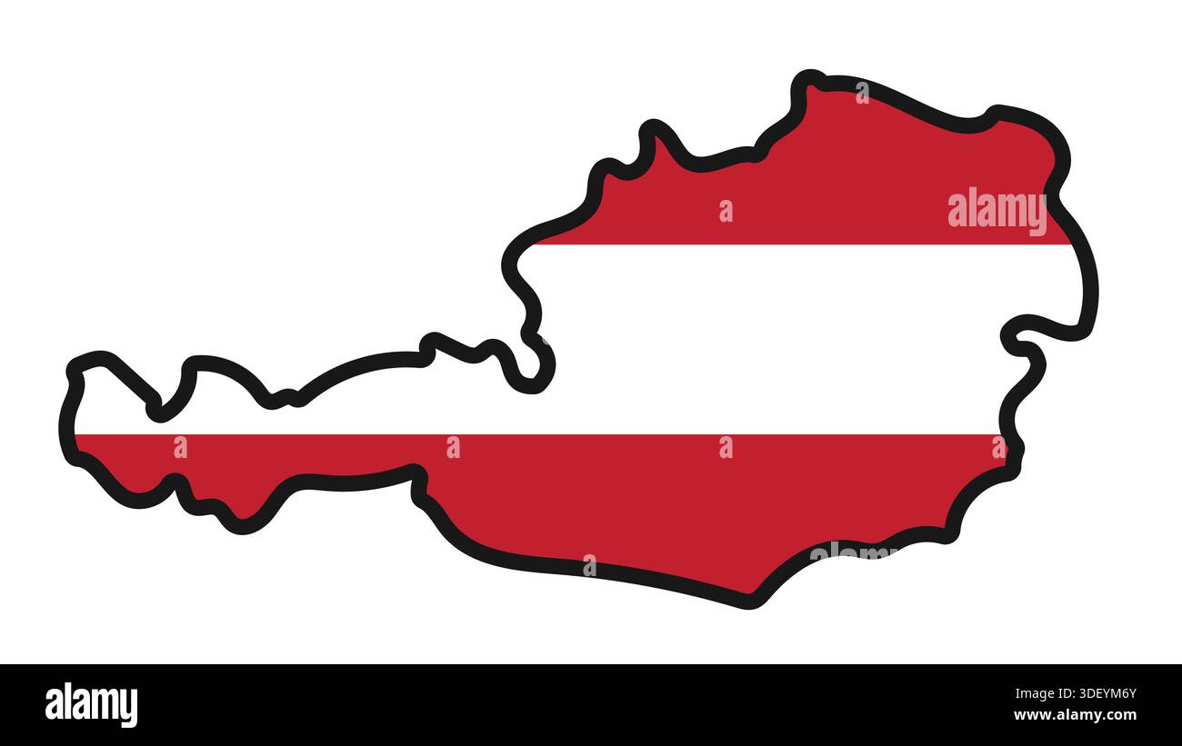 AUSTRIA Map with flag in body Stock Vector