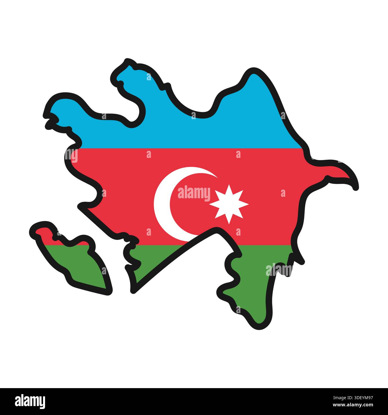 AZERBAIJAN Map with flag in body Stock Vector