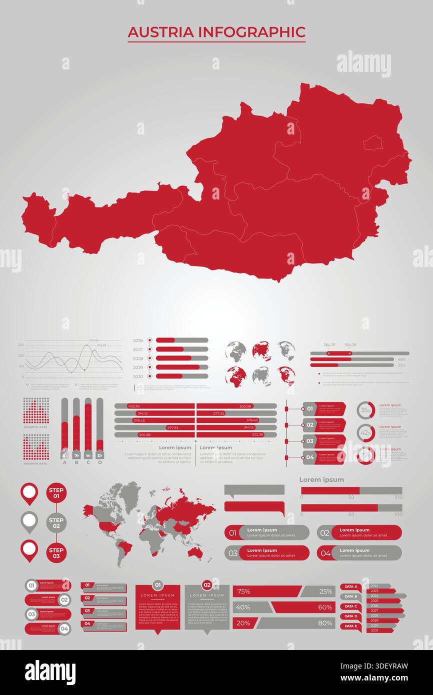 AUSTRIA Map Template with Business Infographic Elements Stock Vector ...