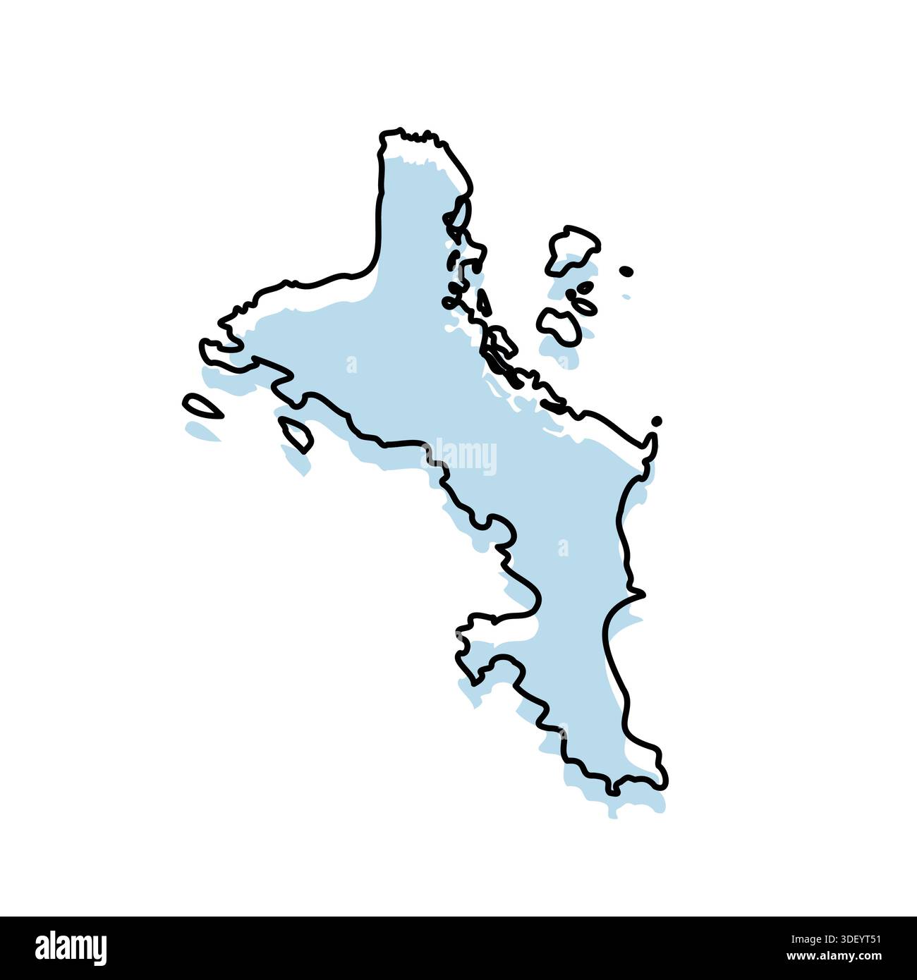 SEYCHELLES Map with with body and Outline Isolated on white Background Stock Vector