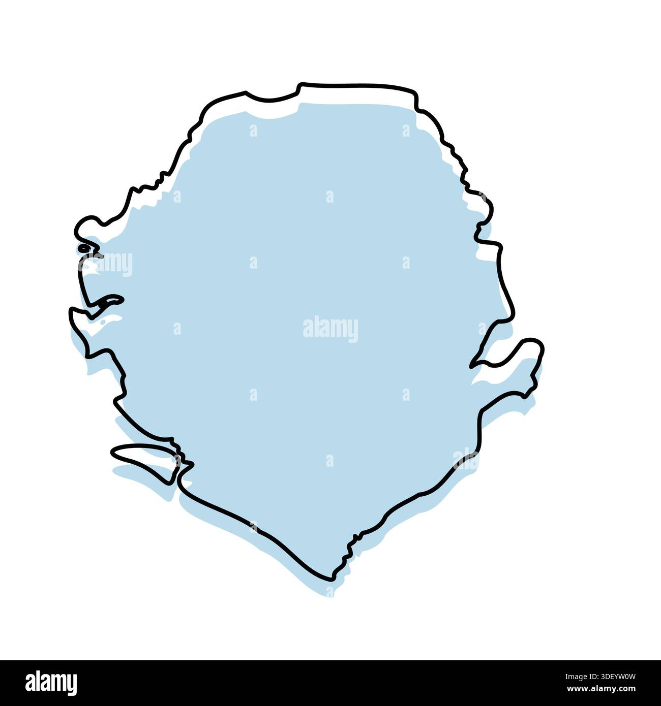 SIERRA LEONE Map with with body and Outline Isolated on white ...